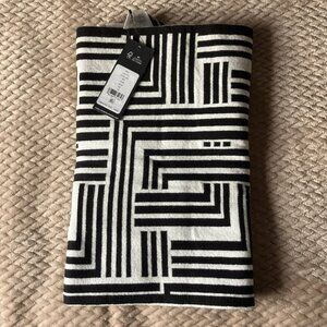 NWT Karl Lagerfeld Art Deco Scarf, Size 72" x 14" - Black/White, Tags $68.
